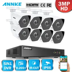 ANNKE FHD 8CH 3MP 5in1 Дома Видеонаблюдения Системы безопасности H.265 + видеорегистратор с 8 шт 3MP TVI открытый защищенная от атмосферных воздействий cctv