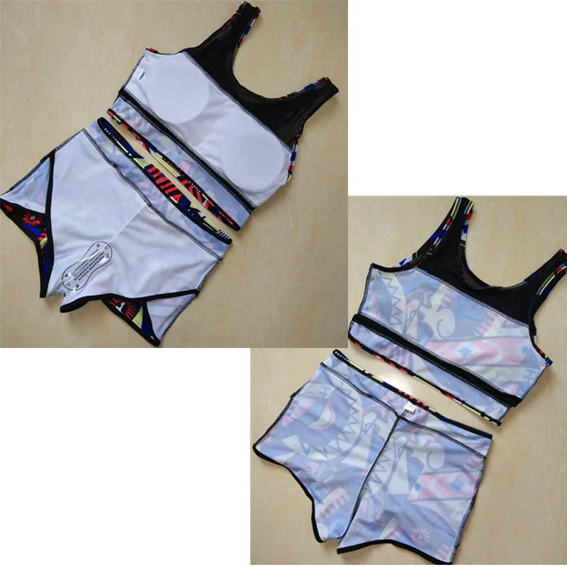 2017 Women High Waist Bikini Set Print Floral Swimsuit Push Up Swimwear High Waist Bathing Suit African Print Two Piece Biquini