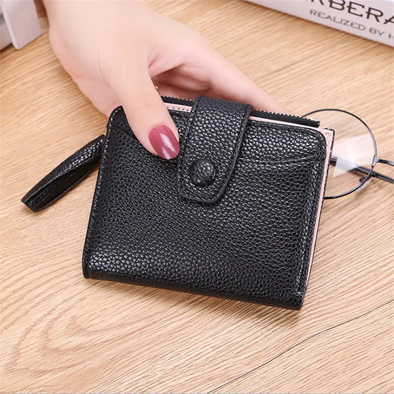

LKEEP Women Wallet Leather 2018 New Pink Blue Gray Black Wallet Female Zipper Hasp Lady Card Holder