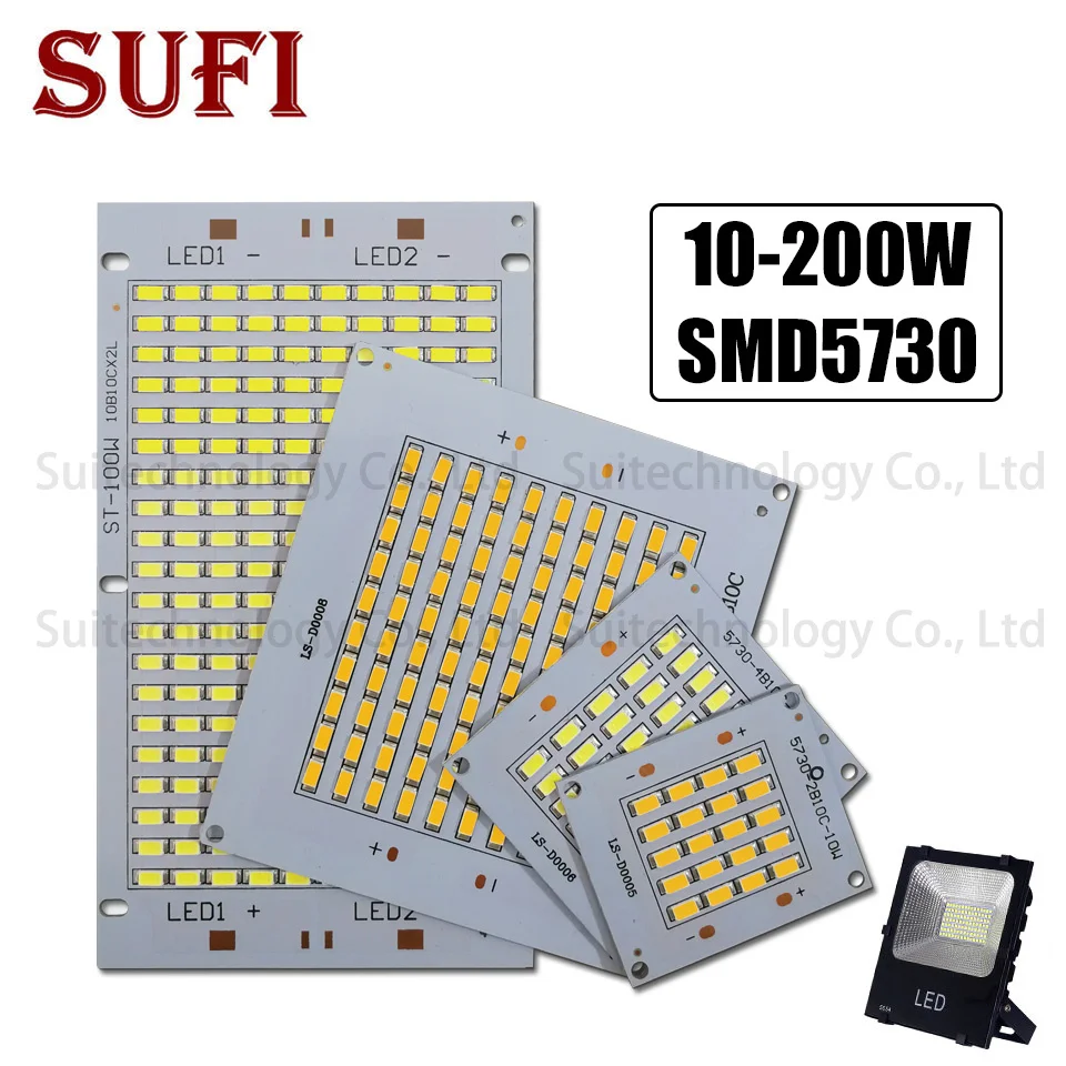 

Full Power LED Floodling Source SMD5730 10W 20W 30W 50W 100W 150W 200W Light Board LED Aluminum plate For DIY LED Floodlight