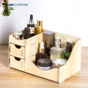 HECARE Wooden Box Storage Box for Cosmetics Wood Makeup Organizer for Storing Cosmetics Storage Organizer Drawer Organizer New 1