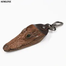Брелок для ключей из натуральной крокодиловой кожи, брелок для мужчин и женщин, брелок для ключей в виде головы крокодила из натуральной кожи, модный брелок в стиле панк