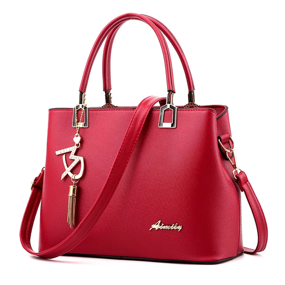 Новая высококачественная женская сумка большого размера, Повседневная кожаная сумка через плечо, сумка через плечо, сумка-мессенджер - Цвет: Красный