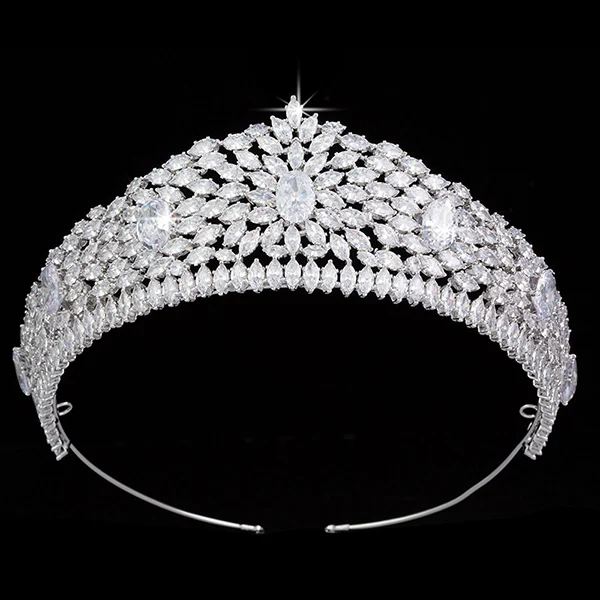 white gold Корона принцессы HADIYANA Свадебные модные аксессуары для волос простые элегантные для женщин Циркон BC5307 Haar Sieraden Bruiloft - Окраска металла: white gold