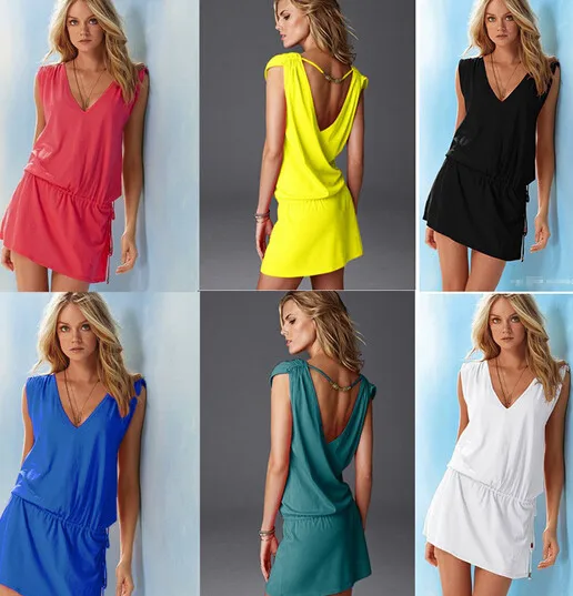 2015 Hot V Neck Vestidos Desigual Women's Casual Dress Sexy Bikini