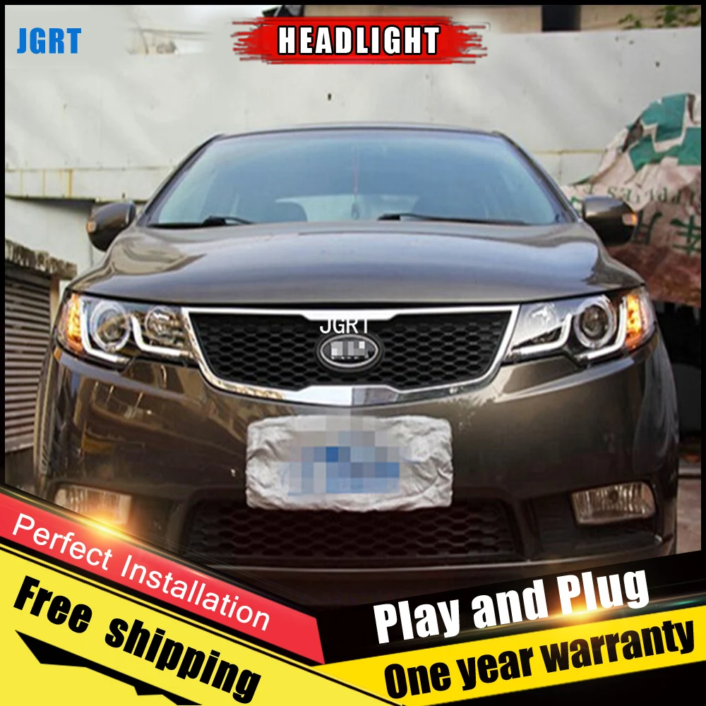 2 шт. автомобильный стиль светодиодный фары для Kia Forte 2011- для Forte Головной фонарь светодиодный DRL Объектив двойной луч H7 HID Xenon bi xenon объектив