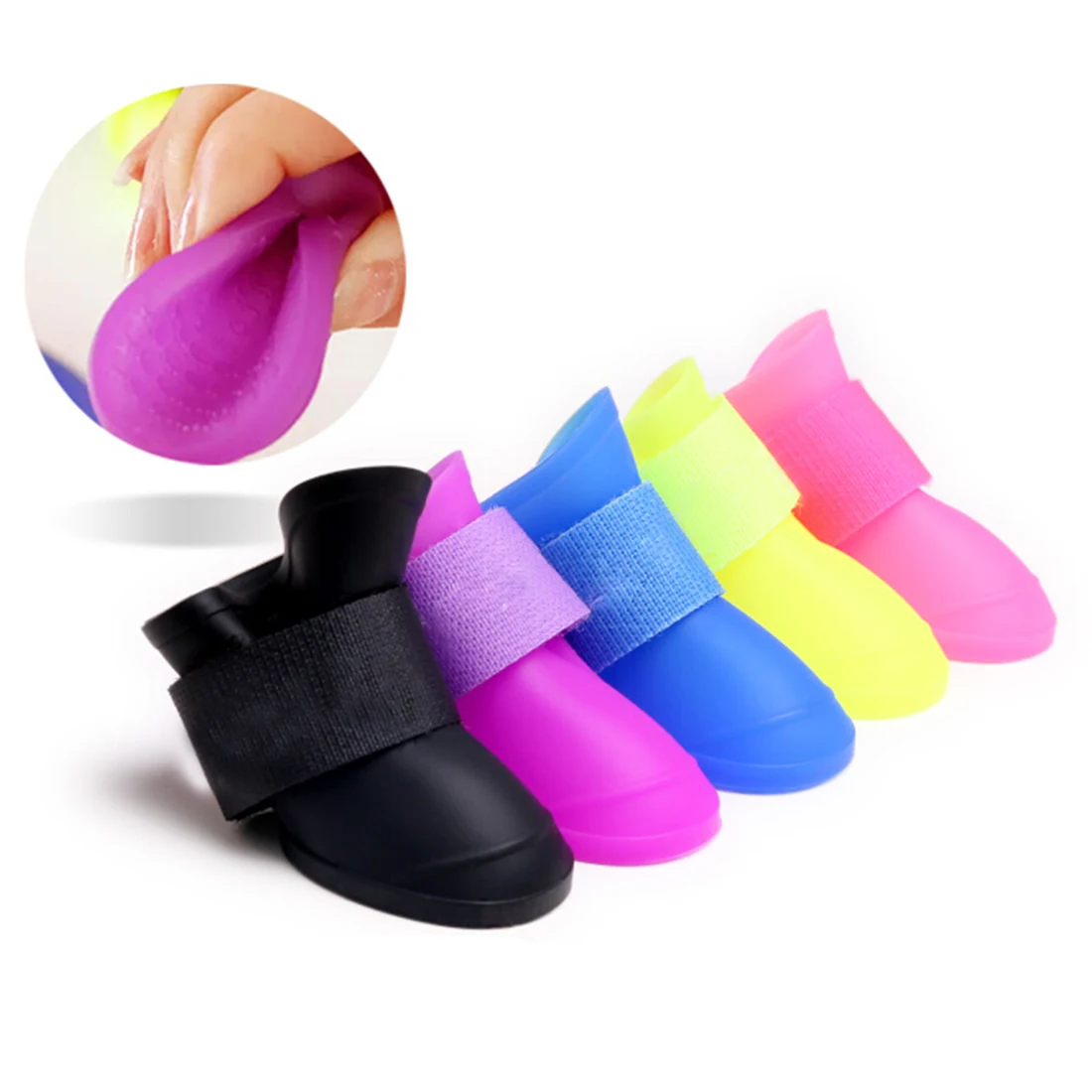 

4pcs Pet Yorkie Dog Shoes Waterproof Rain Shoes for Small Dogs Breeds Pet Cat Dog Socks Rubber PU Pet Dog Boots 5 Colors