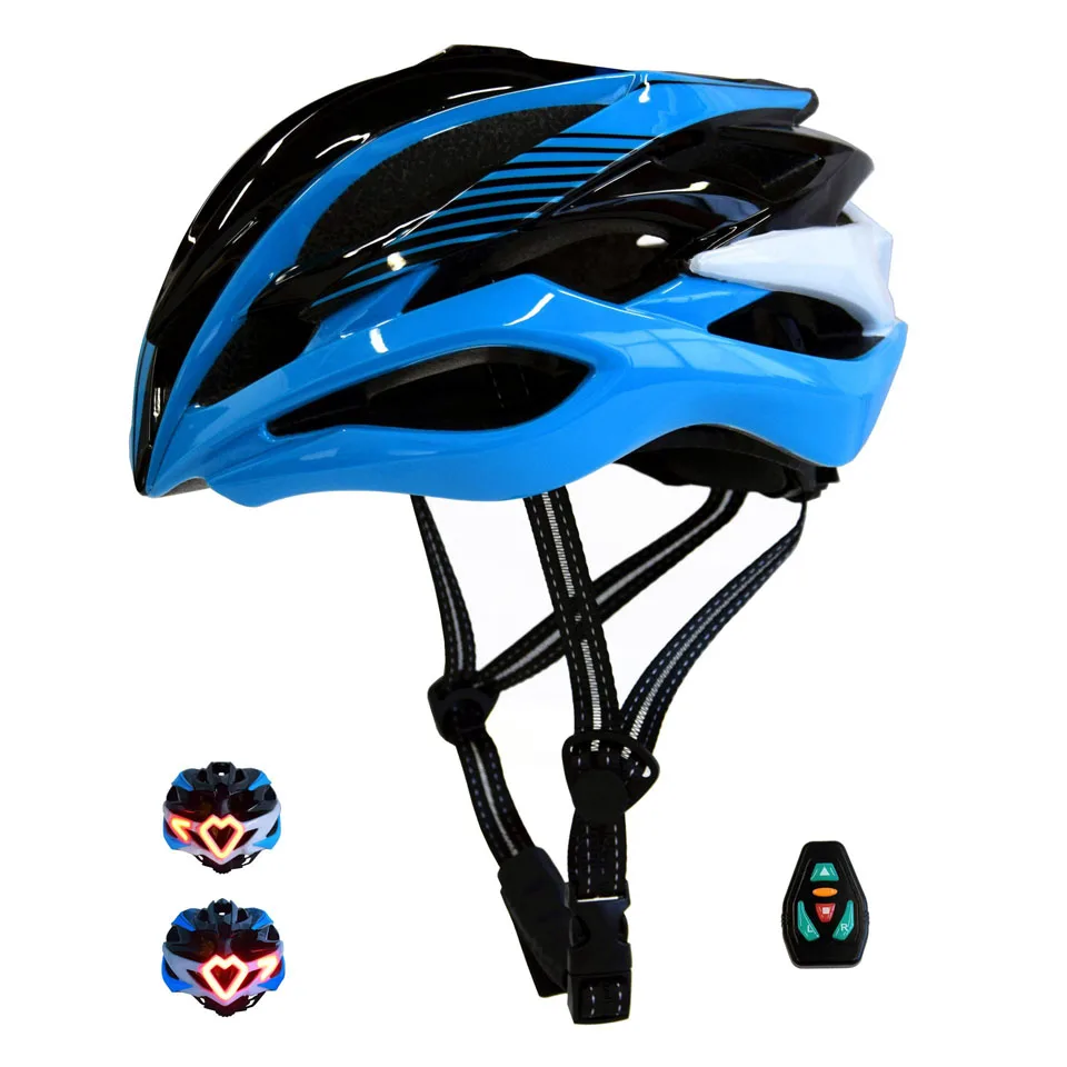 Велосипедный мотоциклетный шлем с светодиодный светильник-поворотник с пультом дистанционного управления+ шлем цельно-Формованный дорожный велосипедный шлем с светодиодный Предупреждение светильник