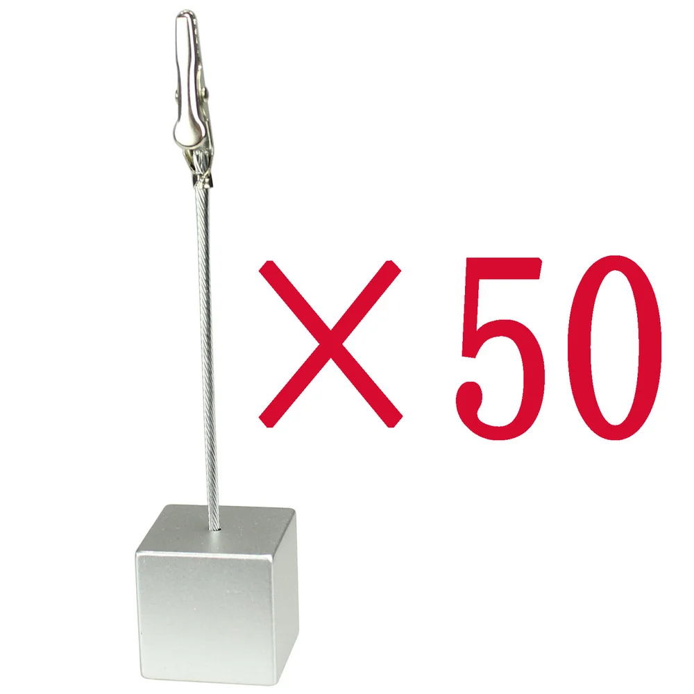 lot 50pcs silver resin cube wire card notes desk memo photo clip holder new wedding place