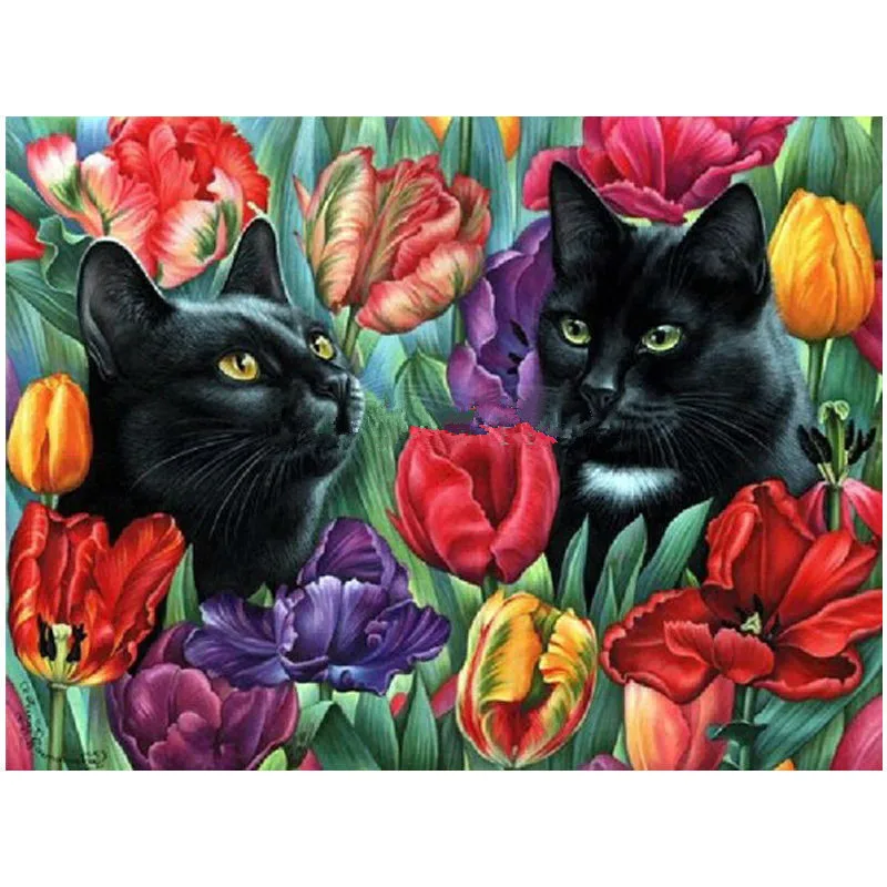 

Cat Family Pattern Diamond Painting DIY Full Drill Rhinestones Mosaic Embroidery Cross Stitch Needlework Embroidery Beads