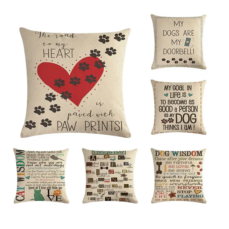 

Letter My Dog Is My Doorbell Cushion Cover The Road To My Heart Sofa Throw Pillow Cover Home Decorative 45x45cm ZY297