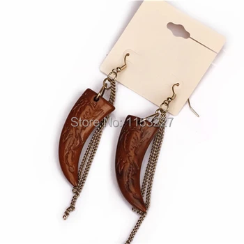 

Folk style Europe style Diamante cheap tassel chain wolf tooth earring