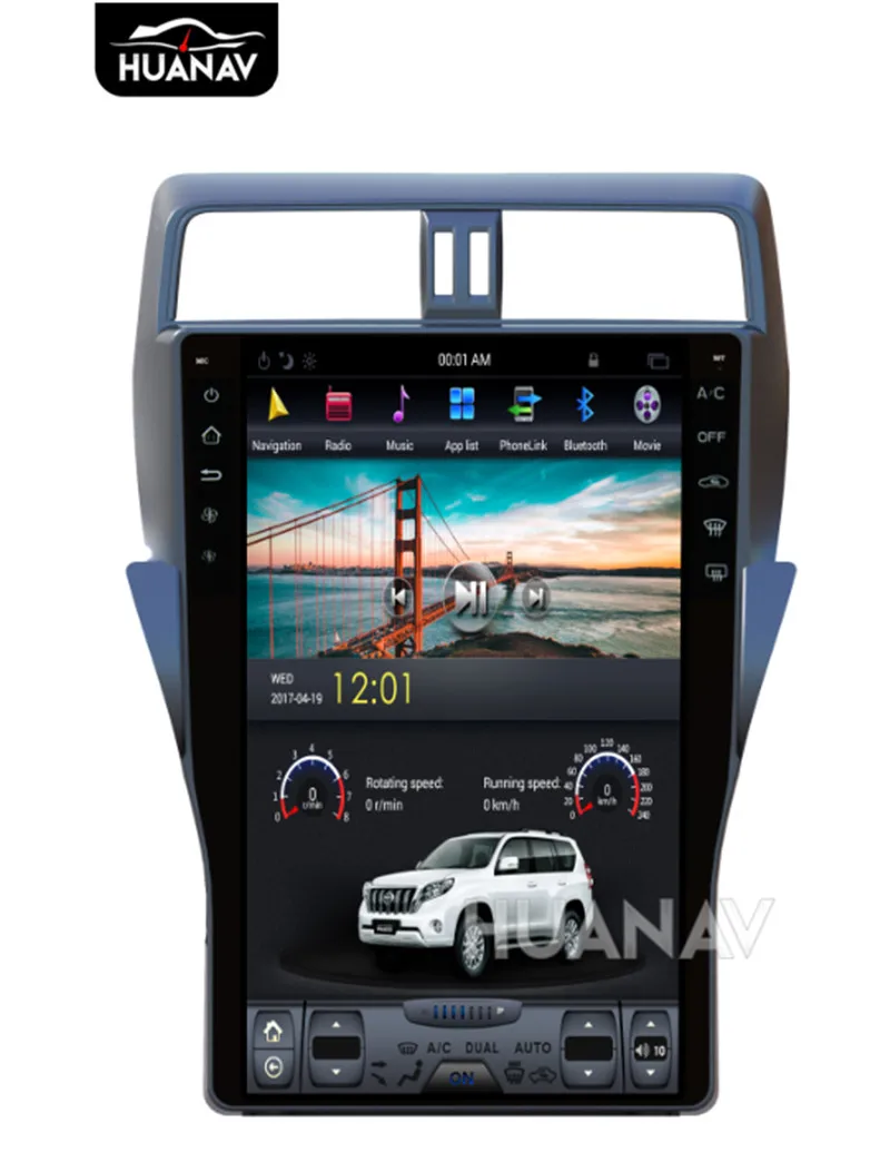 Best Supper Tesla style Car GPS Navigation Head Unit Android6.0 Car DVD player GPS navigation for TOYOTA Land Cruiser Prado 150 2018 3