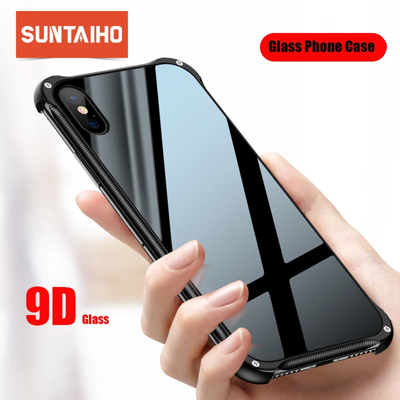 Suntaiho Luxury Galss Case For iPhone XR Case for iphone XS For iPhone 8 Plus Phone Case Xs Max 7 8 Cover wood metal Case Suntaiho Luxury Galss Case For iPhone XR Case for iphone XS For iPhone 8 Plus Phone Case Xs Max 7 8 Cover wood metal Case