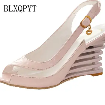 

BLXQPYT Real Sandalias Mujer Big Plus Size Shoes Women Sandals High Heels Sapato Feminino Summer Style Chaussure Femme 3-2