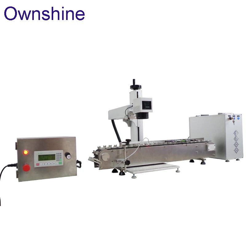 

High quality raycus 30W fiber laser marker machine with conveyor belt for pens marking
