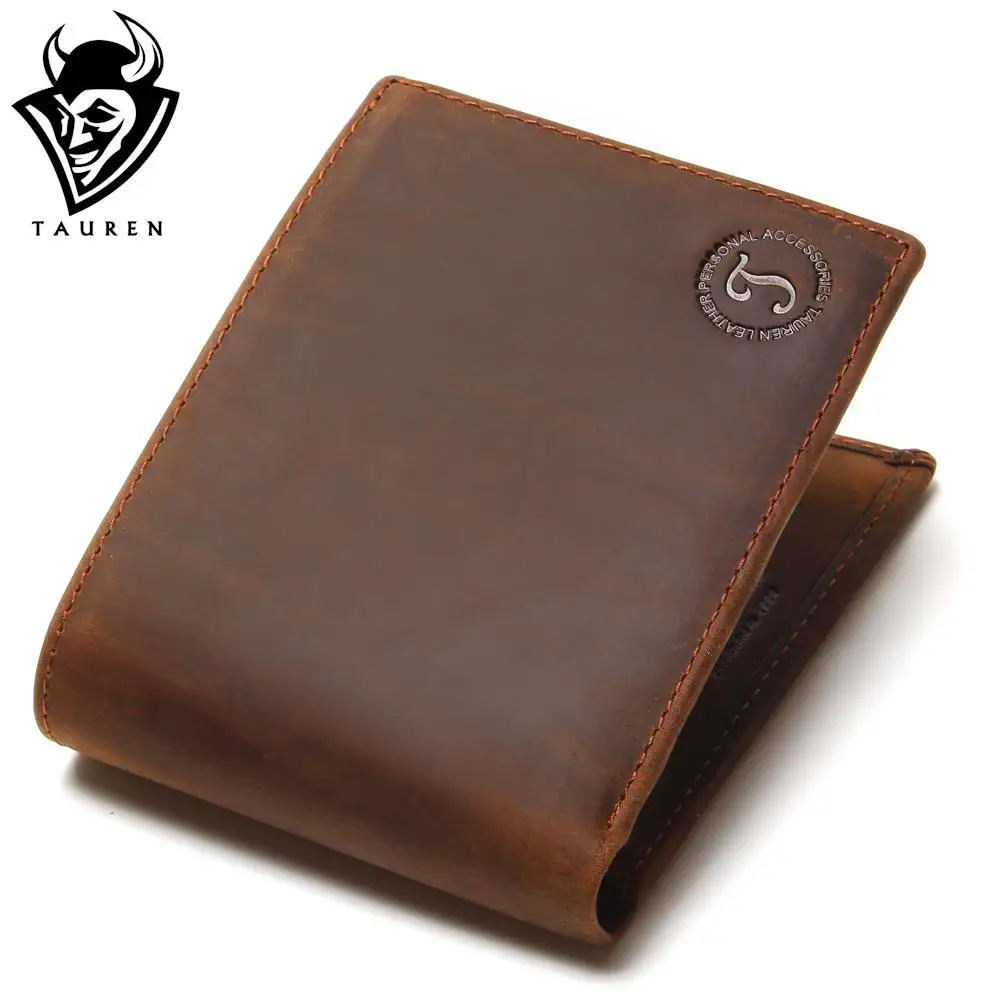 2018 New Crazy Horse Leather Men Wallets Vintage Genuine Leather Wallet For Men Cowboy Top ...