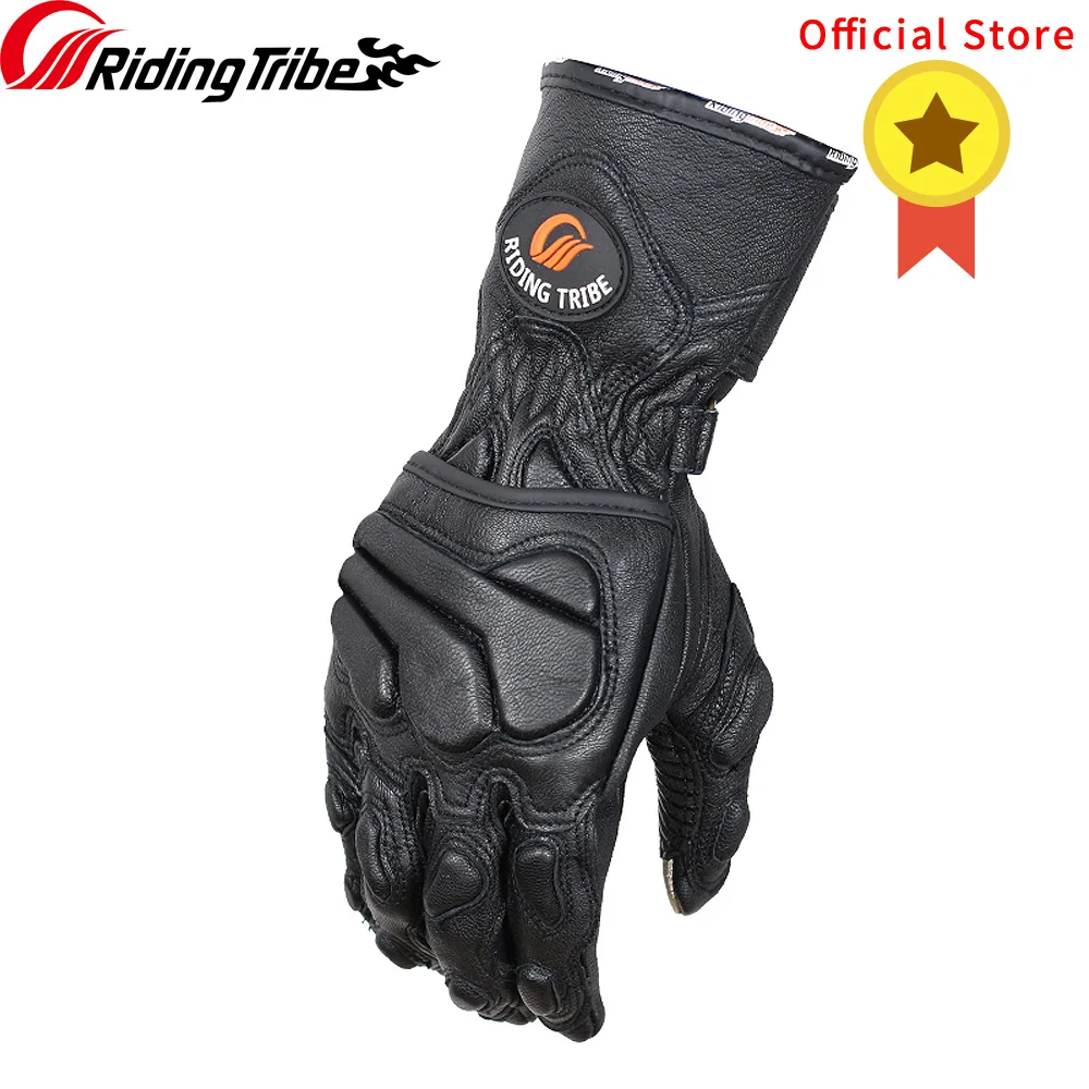 Riding Tribe Goatskin Genuine Leather Motorcycle Gloves Winter Protection Motorcyclist Motorbike Rider Moto Racing Guante MCS-36