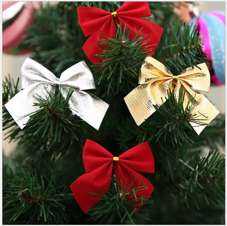 12pcs/lot Christmas Tree Decorations Baubles Bows Ornament Kerst New Year Natal Navidad for Home E | Дом и сад