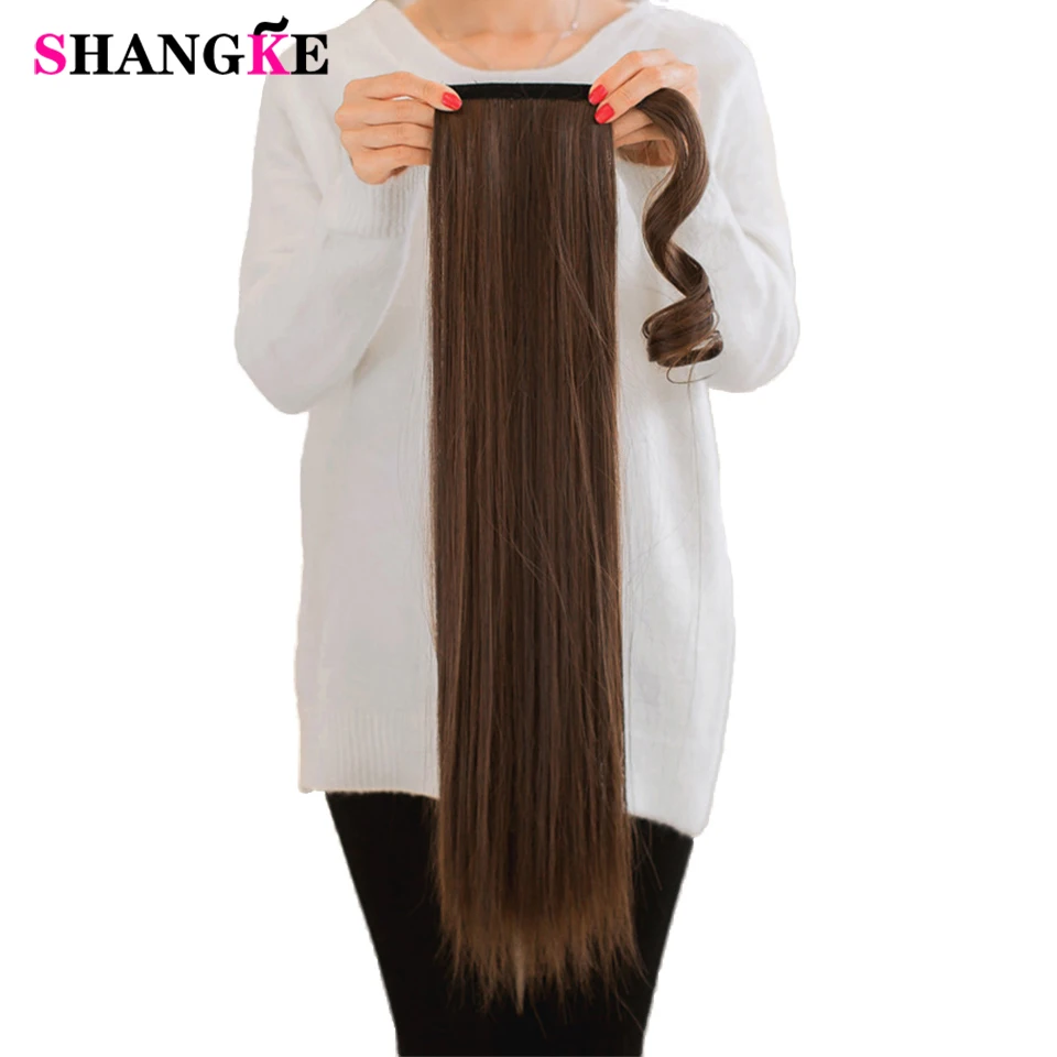 SHANGKE 2" Длинные Прямые Шнурки конский хвост клип в синтетических волос для наращивания обертывание на волосы температура волокна