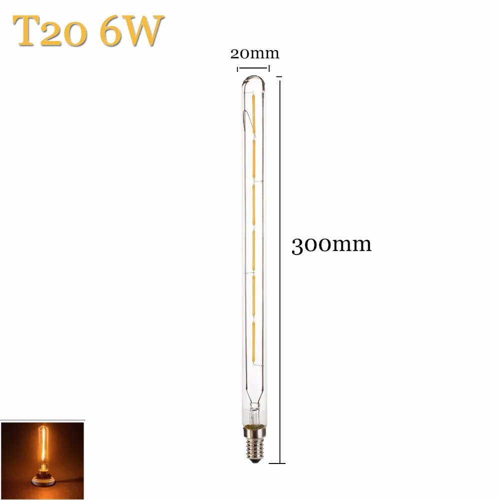 Винтаж ретро лампы накаливания Эдисона светодиодный лампы E14 T20 3 Вт, 4 Вт, 6 Вт, светильник 220 В античный подвесной
