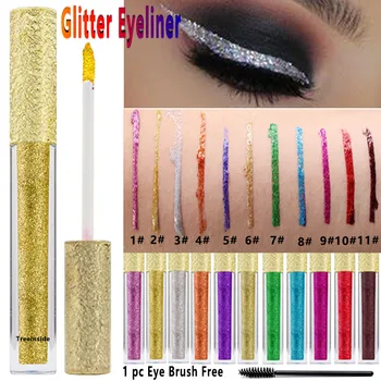 

Treeinside glitter eyeshadow cream diamond gold silver green waterproof long lasting shiny shimmer liquid eyeliner pen TR018