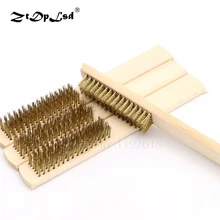 1 pièces 6x16 manche en bois fil de laiton brosse en cuivre pour dispositifs industriels Surface/intérieur polissage meulage nettoyage rangée outil à main