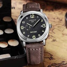 MEGIR mode en cuir militaire montre à quartz hommes d’affaires décontractée étanche lumineux analogique montre-bracelet homme livraison gratuite 1046