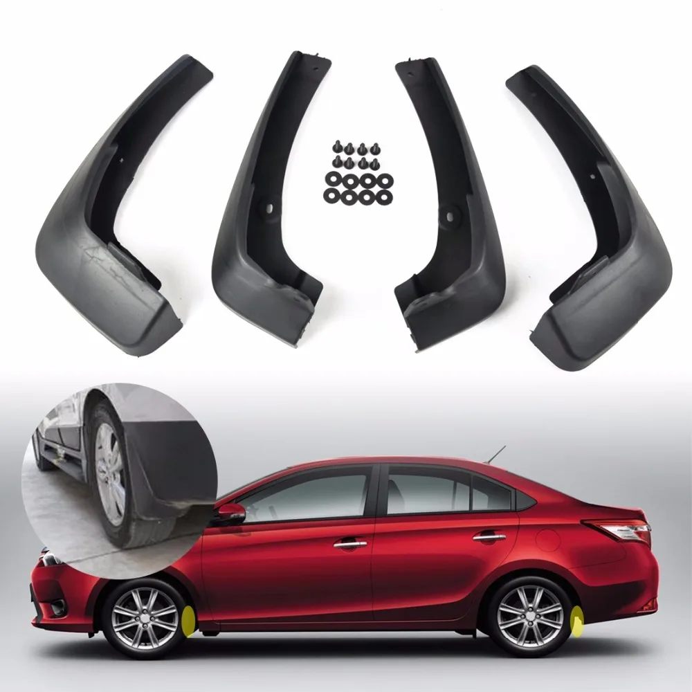 

CITALL 4Pcs ABS Black Car Mud Flaps Splash Guards Mudguard Cover for Toyota Vios/Yaris Sedan 2006 2007 2008 2009 2010