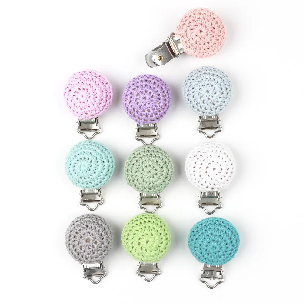 

TYRY.HU 10pcs Wooden Teether Accessories Baby Teething Necklace Chew Pacifier Clips Holder Claps Crochet Beads Chain Decor