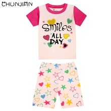 Новые летние хлопковые Пижамные комплекты с короткими рукавами для девочек, детские пижамные комплекты с героями мультфильмов, детская одежда для сна, пижамные комплекты для мальчиков