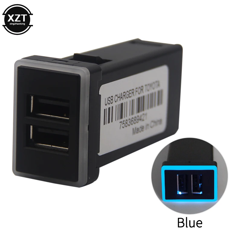 QC3.0 автомобильное зарядное устройство с двумя usb-портами телефон Быстрая зарядка PDA адаптер DVR Plug& Play кабель для автомобилей Toyota серии - Название цвета: blue