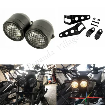 

H4 3.5" Dominator Twins Dual Headlight Motorcycle Grill Double Headlamp for Streetfighter Street Bikes Bobber Cafe Racer Chopper