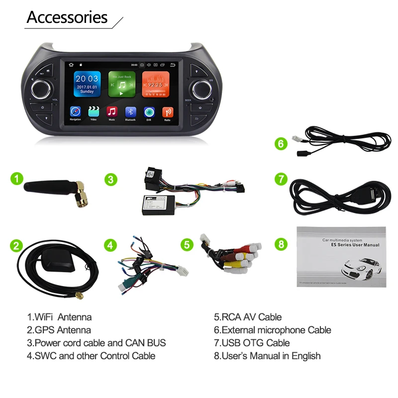 Excellent 2 Din Android 8.1 8.0 Car Radio Car Multimedia player GPS DVD For FIAT Fiorino Qubo Citroen Nemo Peugeot Bipper autoradio wifi 43