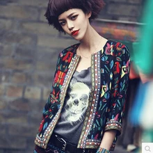 Hitz пальто вышитый этнический стиль короткий жакет, женский пиджак пальто
