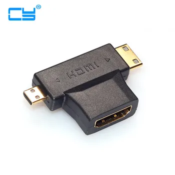 

three in one V1.4 1080P Standard HDMI Female to Mini Micro HDMI Male Connector Adapter 90 Degree Angle Converter Type HDTV