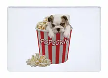 Floor Mat White Dot Cute bulldog in Popcorn Bucket Print Non-slip Rugs Carpets alfombra For Indoor Outdoor living kids room