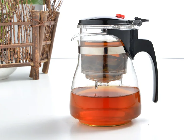 Горячая, 500 мл-1000 мл, термостойкий стеклянный домашний чайник, применимый с офисным фильтром, пузырьковый чайник, портативная чашка для кунг-фу