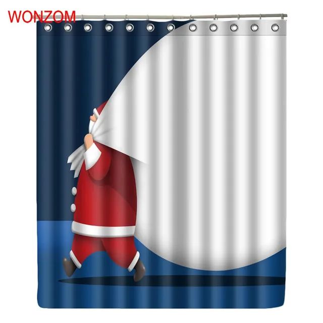 wonzom polyester santa claus curtains bathroom with 12 hooks waterproof accessories for decor modern christmas bath - Christmas Bathroom Curtains wonzom polyester santa claus curtains bathroom with 12 hooks waterproof accessories for decor modern christmas bath - Christmas Bathroom Curtains