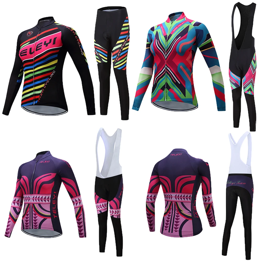 

Quick-dry Cycling jersey women set 2019 bike clothes maillot mtb bib bicycle clothing kit long sleeve cycling skinsuit bike wear