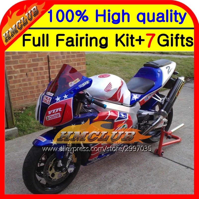 Castrol красный корпус для HONDA VTR1000 00 01 02 03 04 05 06 07 46HM61 синий VTR1000R RC51 SP1 SP2 RTV1000 VTR 1000 00-07