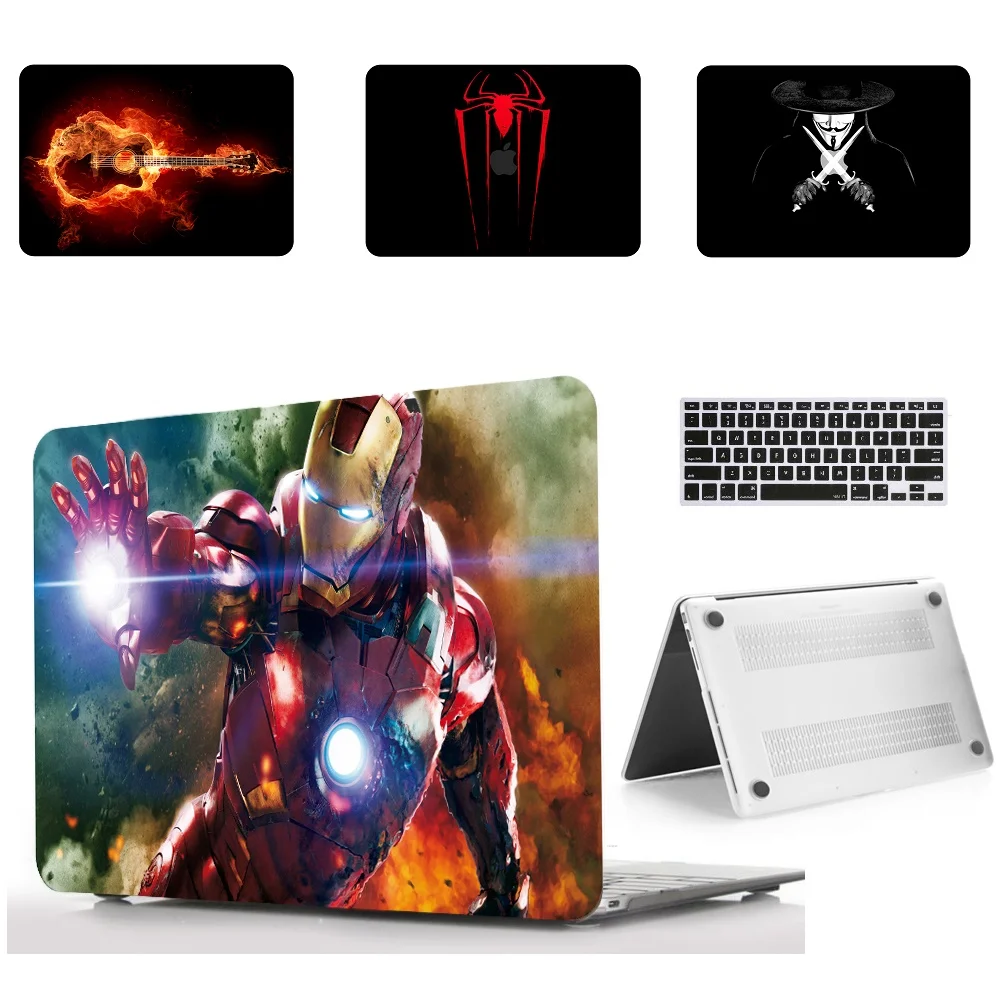 Жесткий чехол для ноутбука с рисунком+ чехол для клавиатуры для Apple Mac MacBook Air11 13 дюймов Pro retina touch bar 12 13 15 15,4 дюймов