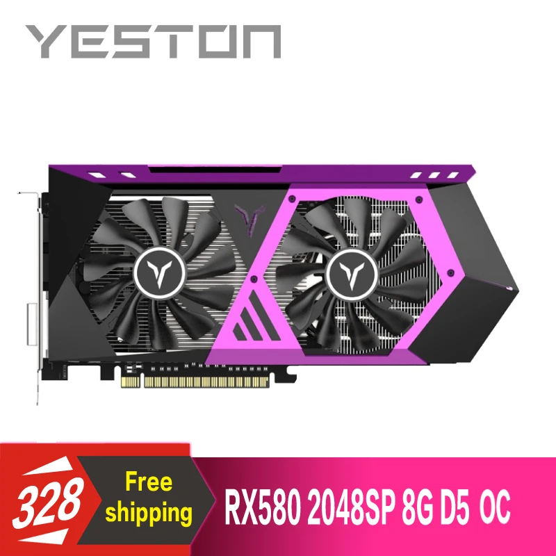 

Yeston Radeon RX580 2048SP 8G OC GDDR5 256bit PCI Express x16 3.0 video gaming graphics card DVI+HDMI+3*DP for desktop
