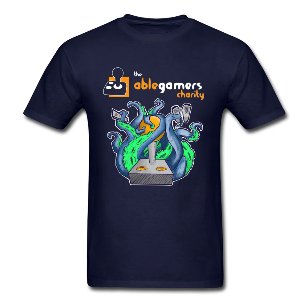 Casual Able Gamers Charity Octopus Tops & Tees for Men Hip Hop Fall Crew Neck 100% Cotton Short Sleeve T-shirts Normal Tee Shirt Able Gamers Charity Octopus navy