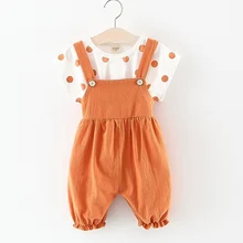 Комплекты одежды для малышей Милая Одежда для девочек, детский гофрированный ремешок комбинезона, штаны хлопковая футболка спортивный костюм из 2 предметов рождественские наряды