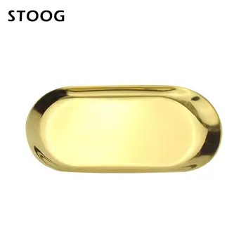 

Jewelry Tray Oval Jewelry Tray Modern Stainless Steel Gold Serving Plate Home Decor Storage Tray Dish Drop shipping
