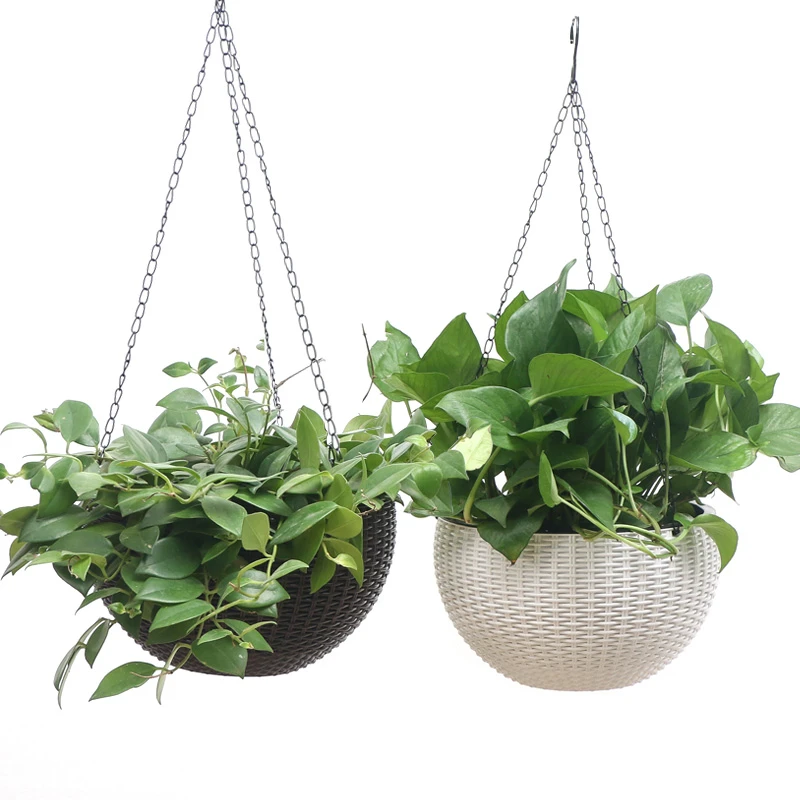 Hanging Basket Rattan Flower Pot Round Garden Planting Tools chain Holder Hook Hanging Basket Rattan Flower Pot Round Garden Planting Tools chain Holder Hook