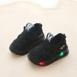 Новый Демисезонный детская обувь с подсветкой модные светящиеся кроссовки для девочек и мальчиков сетки детская обувь со светодиодной