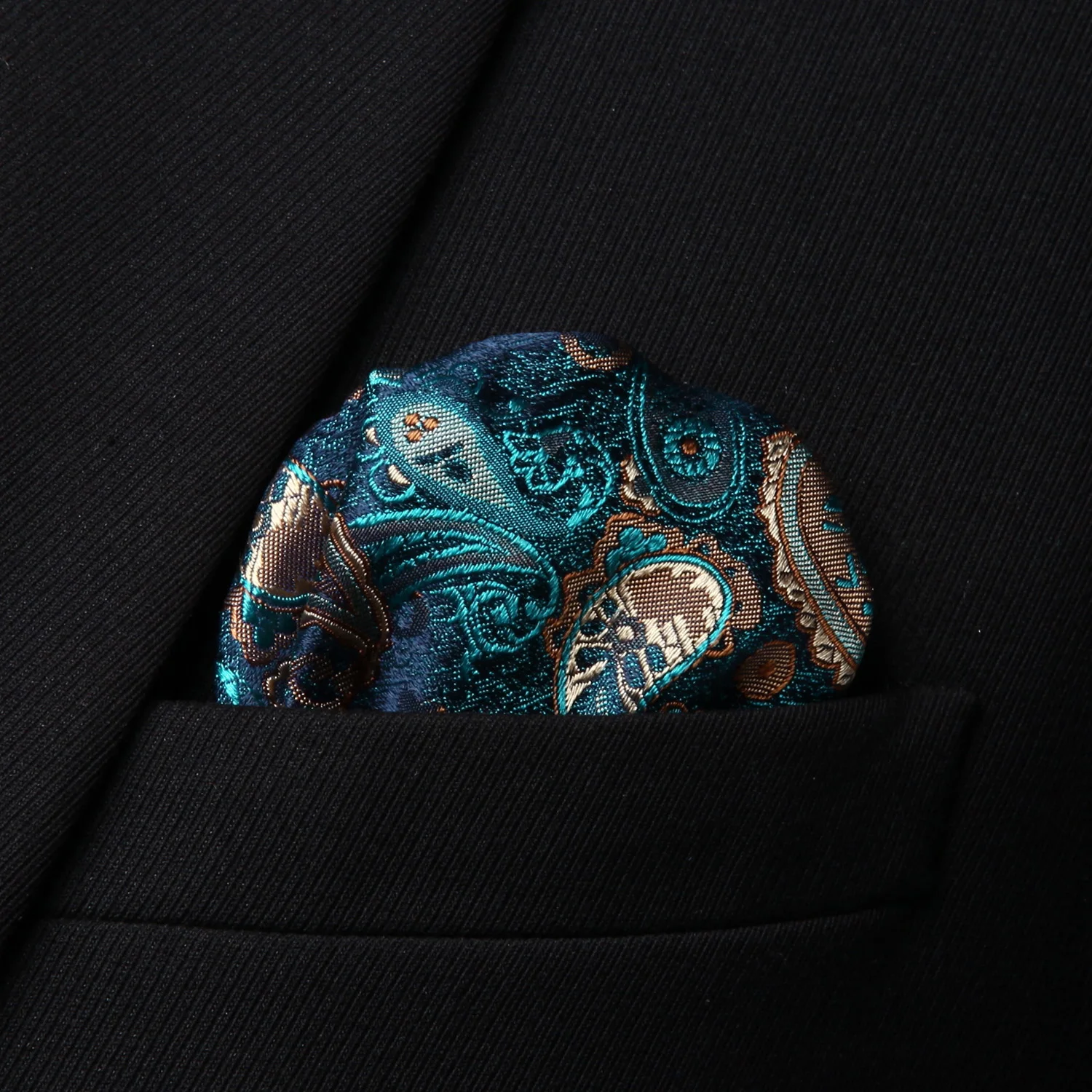  Pocket Square Classic Party Wedding BZP15QS3 Blue Green Paisley Men Silk Self Bow Tie handkerchief 