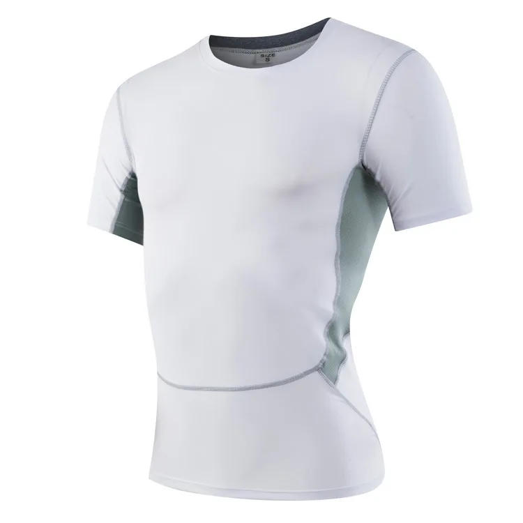 1033 для мужчин мальчиков Спорт бег тренажерный зал компрессия мышц базовые слои под Топы Рубашки термальные футболки Топ Скины снаряжение носить жилет S-3XL - Цвет: Белый